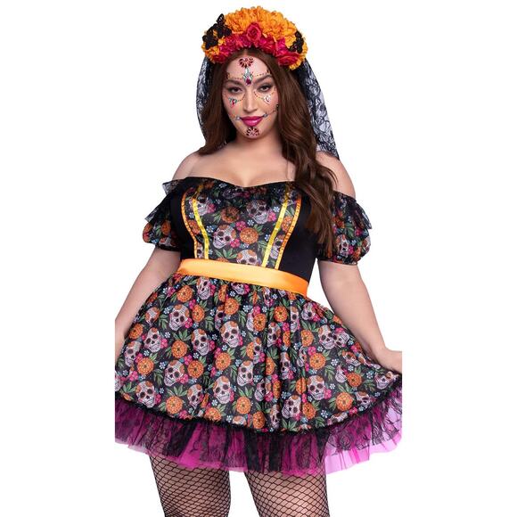 NEW Leg Avenue Marigold Catrina Day of the Dead Costume Size 1X/2X - Picture 1 of 7